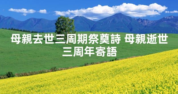 母親去世三周期祭奠詩 母親逝世三周年寄語
